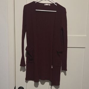 Chic Burgundy Women's Cardigan